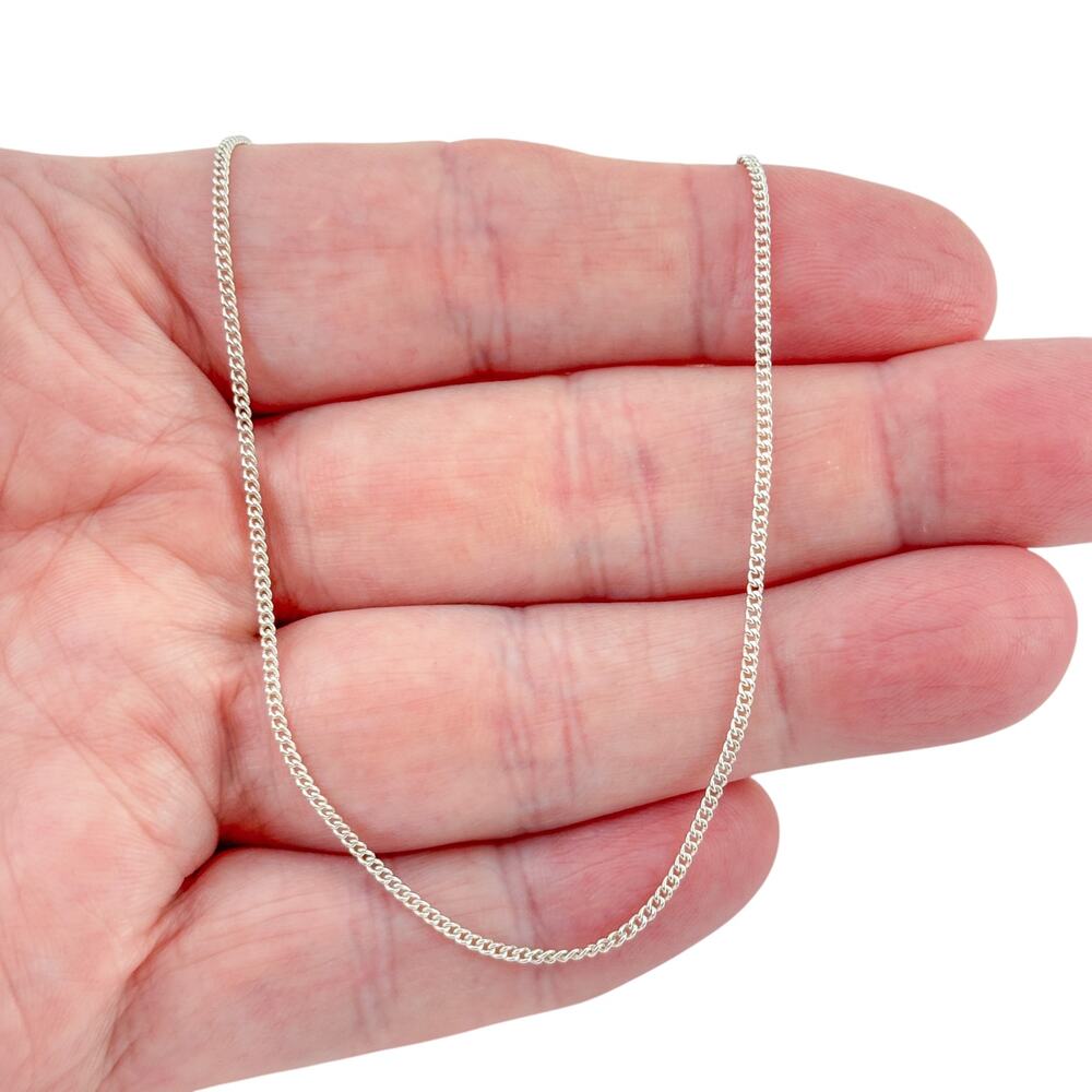 Vintage Sterling Silver 925 Curb Link Chain Necklace 18"